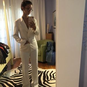 Cream Single Button Blazer